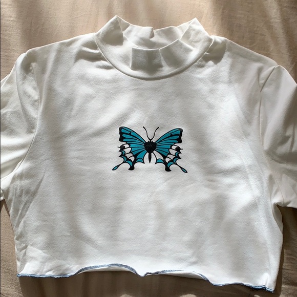 Mock Neck Butterfly Tee from SHEIN - Picture 1 of 8